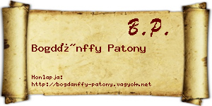 Bogdánffy Patony névjegykártya